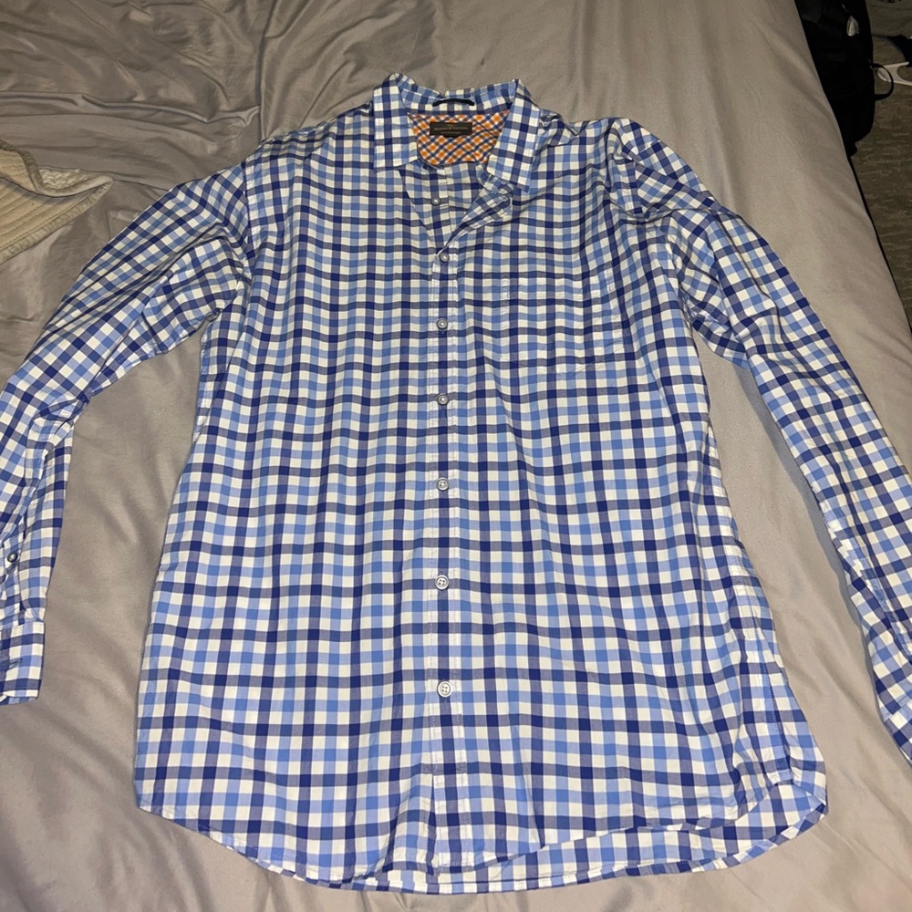 Blue and white checkered button-up shirt from Rodd and Gunn size large